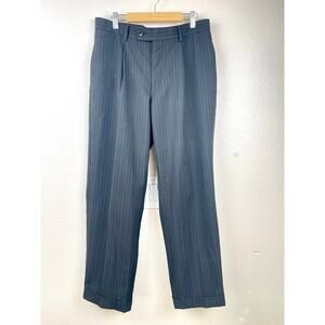 J. Ferrar Mens Slacks Sz 31x27 Pinstripe Trousers Pleated Dress Wedding Work